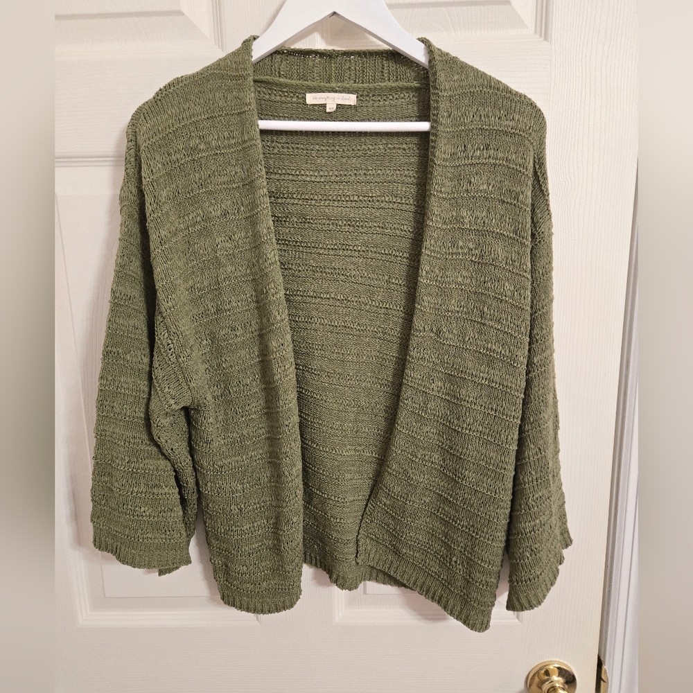 Do Everything In Love Green Cardigan Open Front One Size